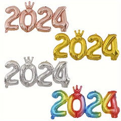 1pc Crown Number Balloon Colorful Aluminum Film Giant Decorative Balloon