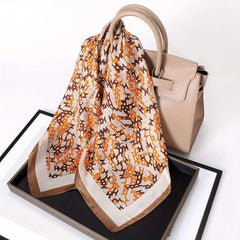 Houndstooth Print Satin Square Scarf Bandana Neckerchief Head Wrap