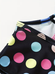 Baby Girls Polka Dot Circle Print Split Swimsuit Set for Summer Vacation