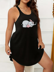 Elephant Print Sleep Dress Medium Stretch Tank