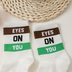 Women's Letter Print Mid Socks
