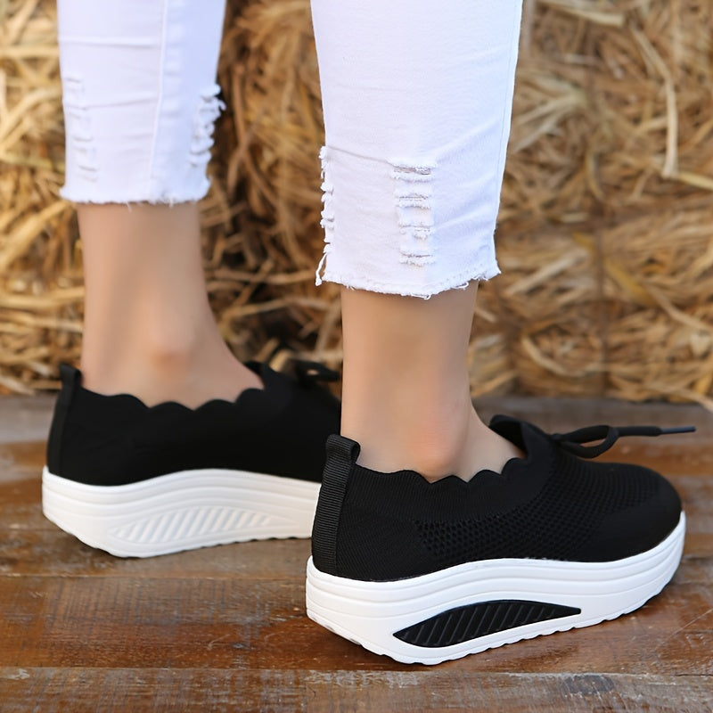 Women's Lightweight Knit Sneakers Low Top Slip On Shoes