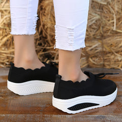 Women's Lightweight Knit Sneakers Low Top Slip On Shoes