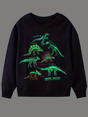 Kid's Dino Pattern Sweatshirt Crew Neck Long Sleeve Top