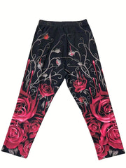 Floral Print Skinny Capris Leggings Women's Clothing