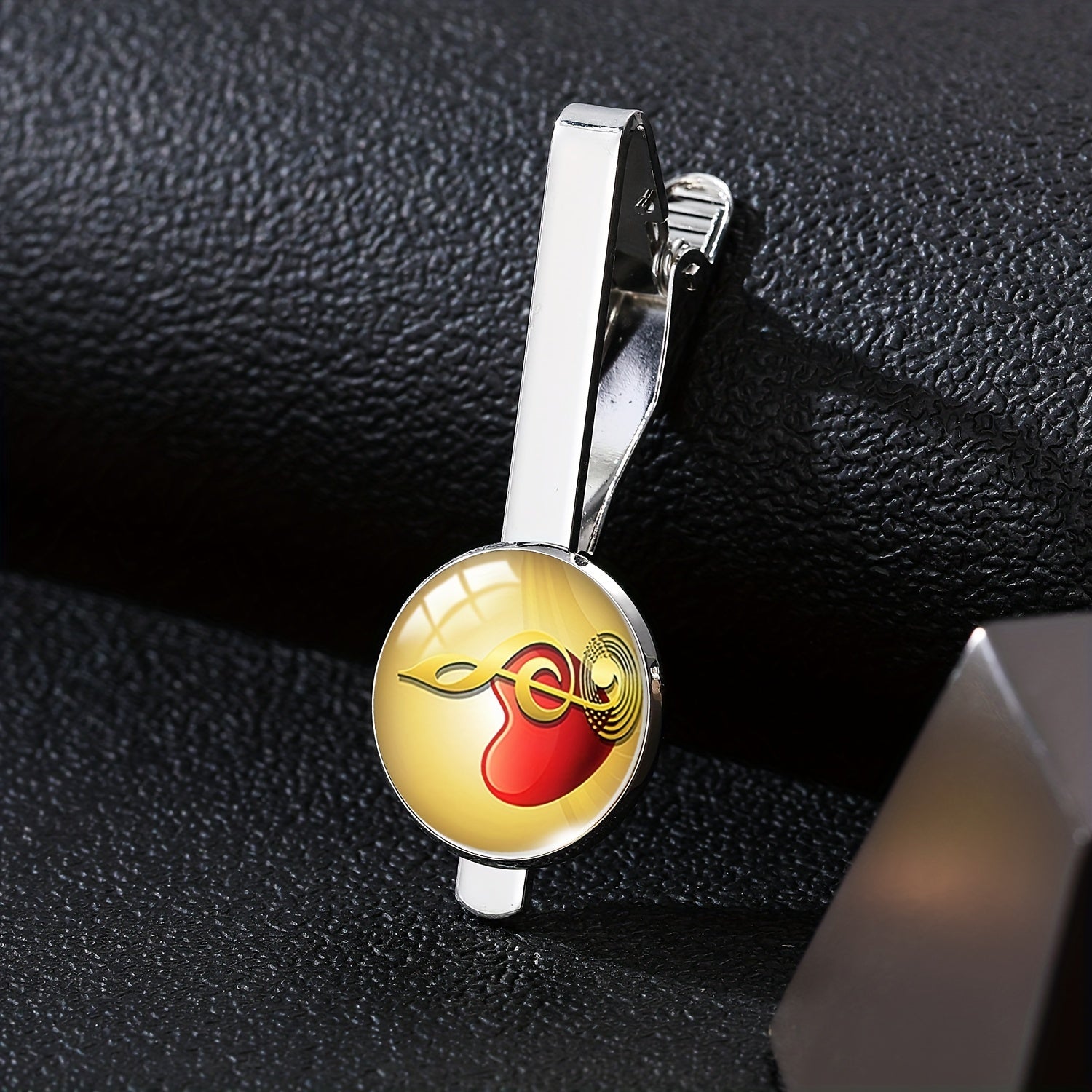 Vintage Piano Keyboard Music Note Round Tie Clip Buckle Gift