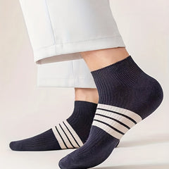 5 Pairs Kids Teenagers Three Stripes Athletic Cotton Boat Socks