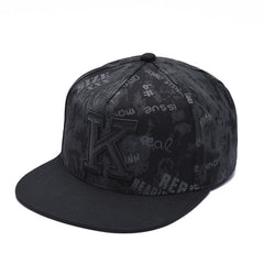 Graffiti Print K Embroidery Men's Hip Hop Flat Brim Hat