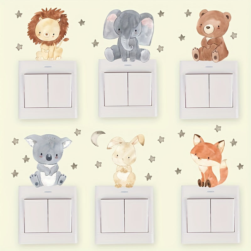 6pcs Animal Switch Stickers Kids Room Decoration