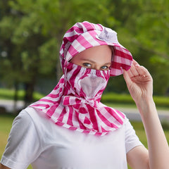 Plaid Pattern UV Fan Sun Hat for Women