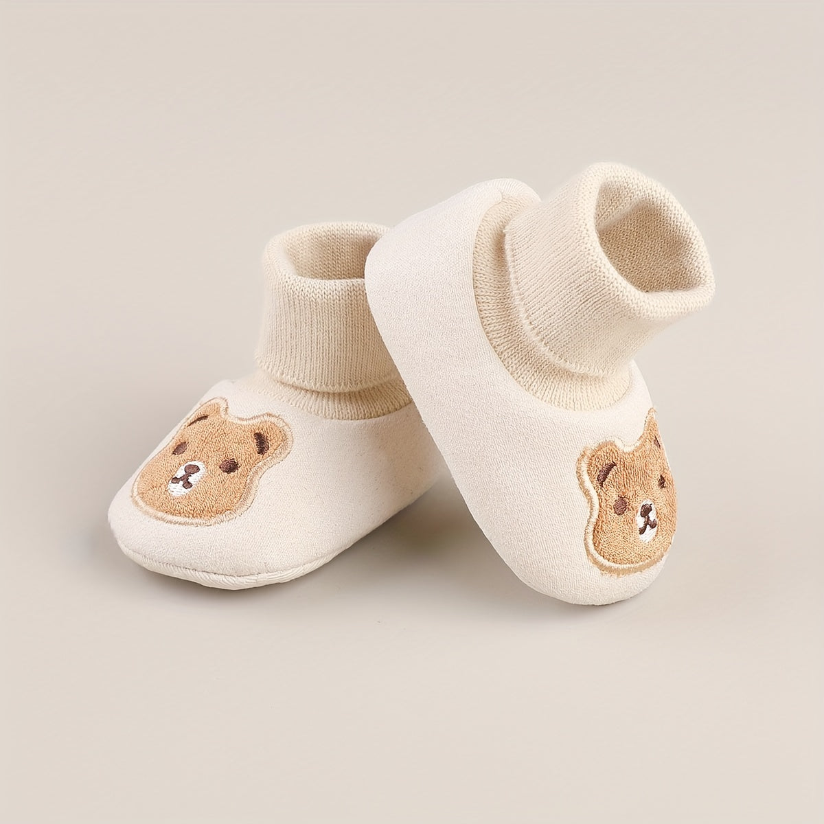 Baby Boys Cartoon Bear Cozy Boots Soft Plus Fleece Indoor Winter Shoes