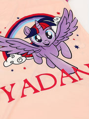 Girls Contrast Cartoon Pony Nightdress Pajamas