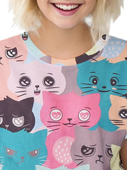 Adorable Kitten Graphic Short Sleeve T-shirt for Girls and Boys