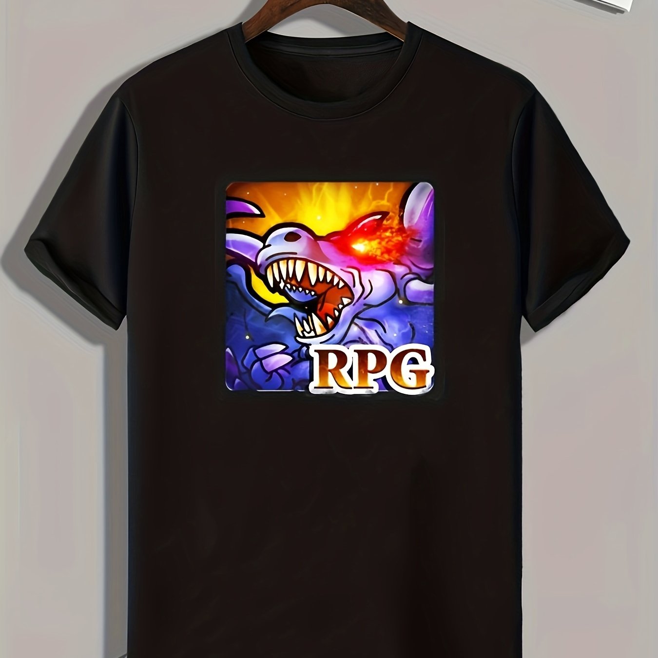 Cartoon Dragon Print Men's Sports T-shirt