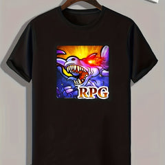 Cartoon Dragon Print Men's Sports T-shirt