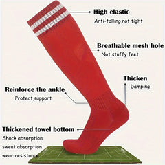 Men's Knee High Sport Socks, Sweat Absorbing, Breathable, 10 Pairs