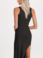 Reversible Bodycon Split Dress Sexy Sleeveless