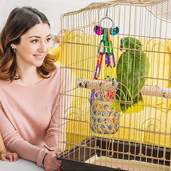 Colorful Parrot Toy Swing Chewing Toys Basket