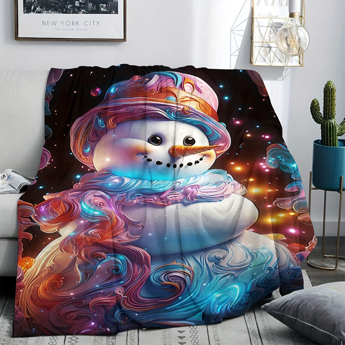 Snowman Printed Blanket for Home & Outdoor Use