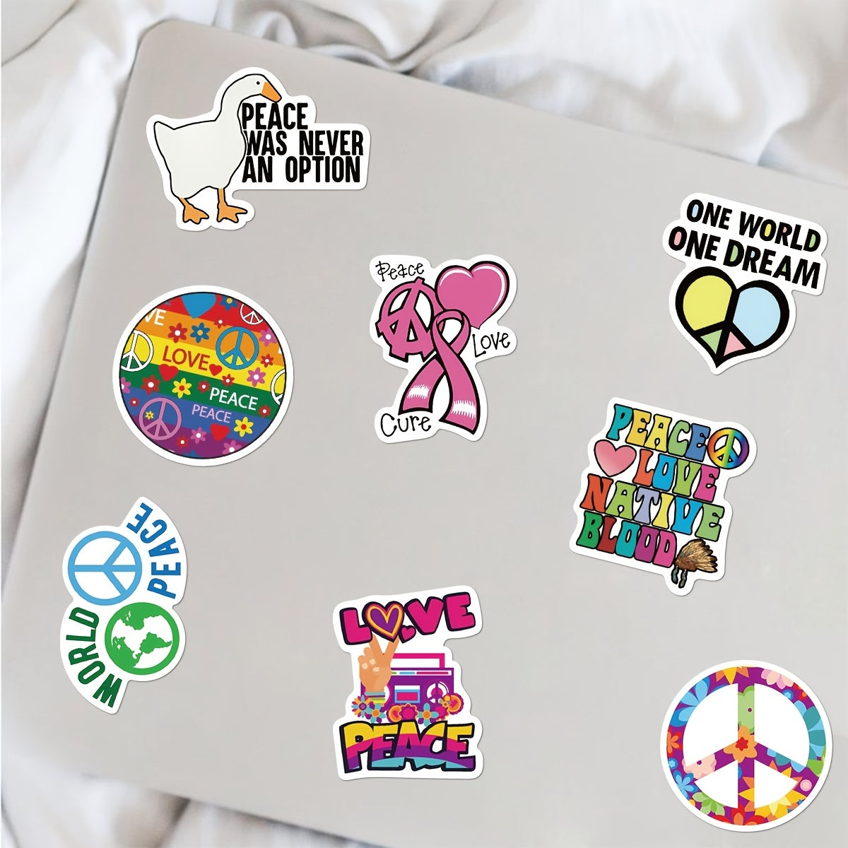 50-100pcs World Peace Cartoon Phone Case Stickers Waterproof DIY Stickers