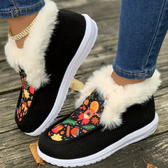 Christmas Elements Print Non slip Snow Shoes Warm Travel Walking Shoes