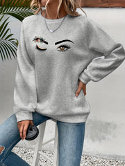 Graphic Print Crew Neck Sweatshirt for Women