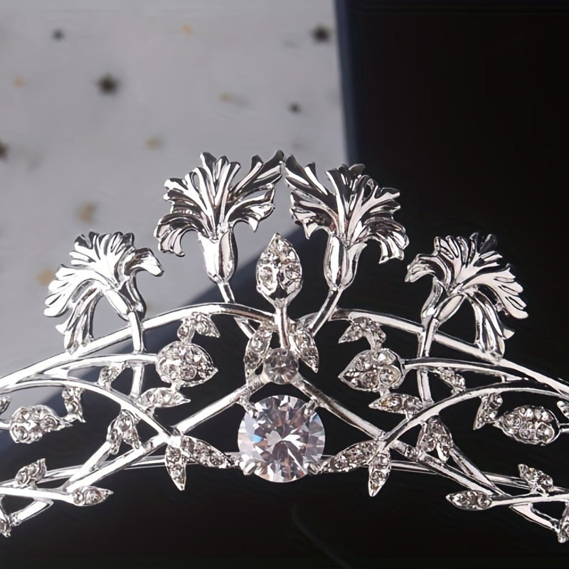Silvery Leaf Shape Headband Necklace Earrings Set Head Jewelry
