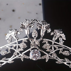Silvery Leaf Shape Headband Necklace Earrings Set Head Jewelry