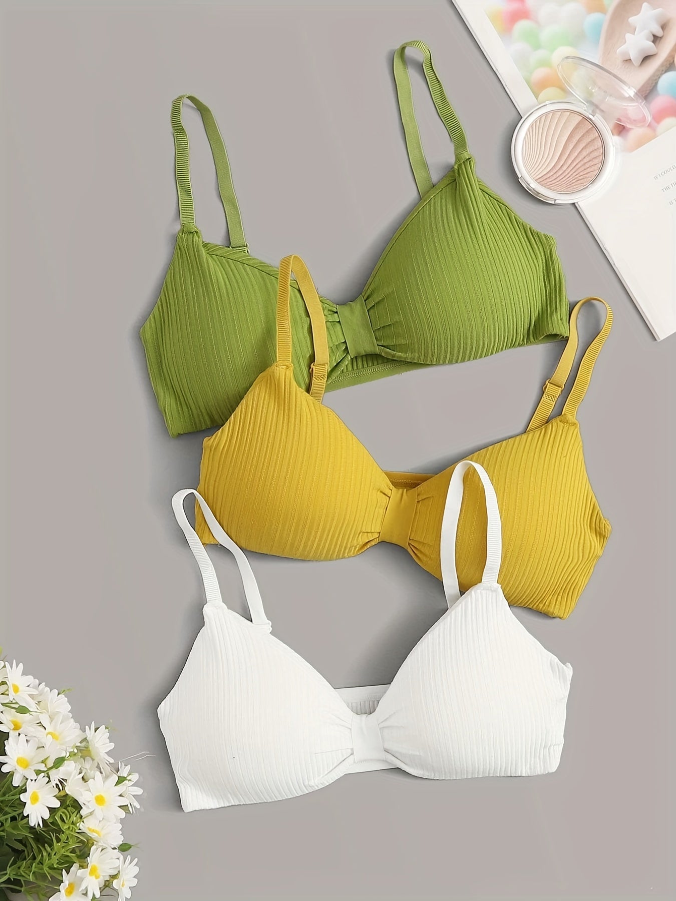 3pcs Girls Wrapped Chest Cami Vests Backless Tube Tops Push Up Bras