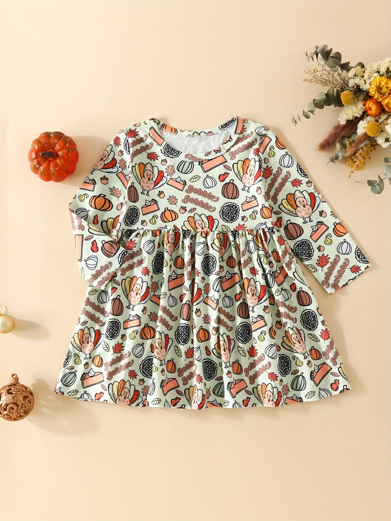 Baby Cartoon Graphic Long Sleeve Dress