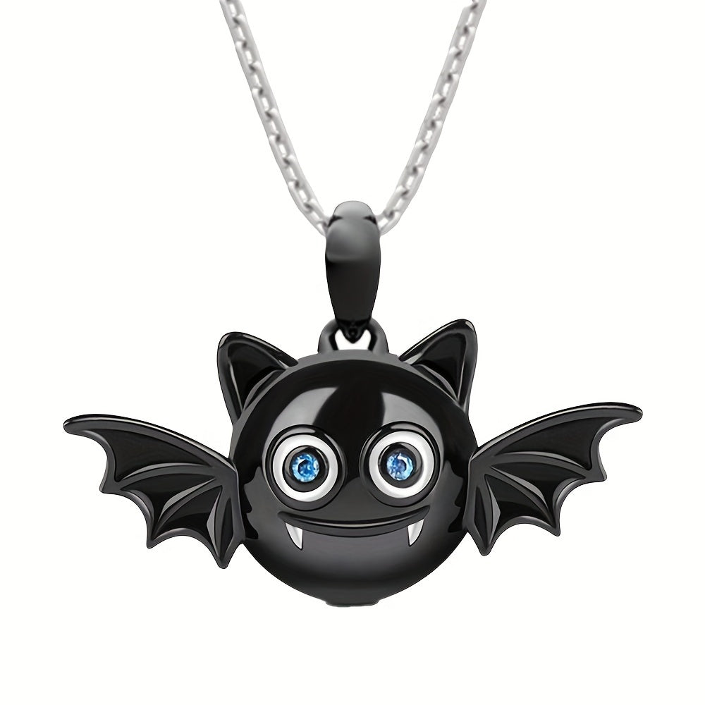 Girl's Bat Pendant Necklace Zircon Halloween Gift