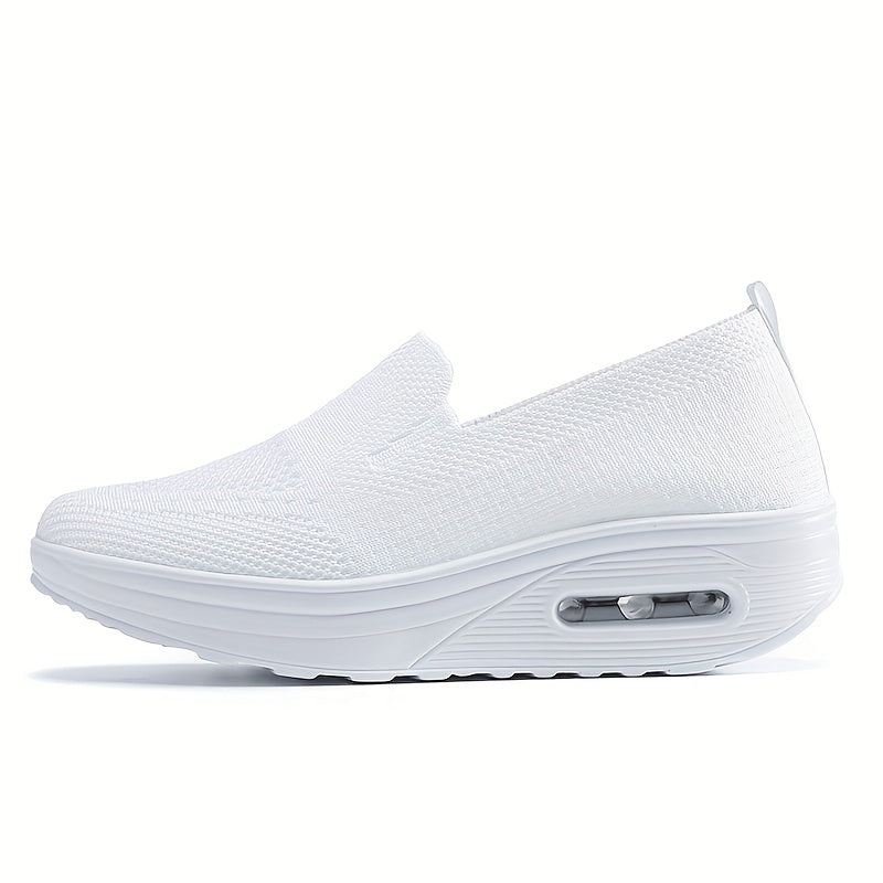 Women's Air Cushion Walking Shoes Flyknit Mesh Slip-on Sneakers