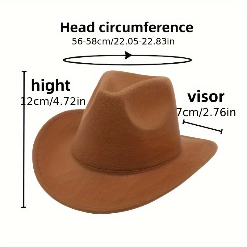 Western Cowboy Hat Jazz Hat Ethnic Style Felt Hat Cowgirl Fedora