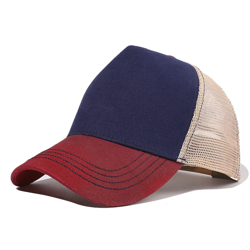 Colorblock Baseball Cap Mesh Breathable Sunshade Peaked Cap