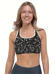 Halloween Skull Print Racer Back Sports Bra