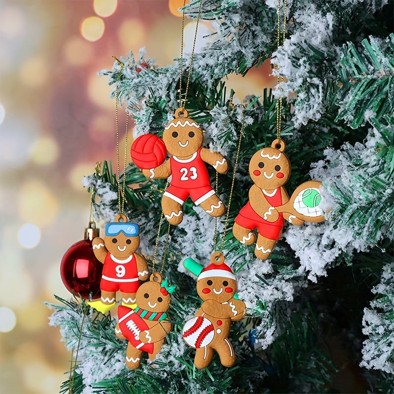 12pcs Sporty Gingerbread Man Ornament Christmas Tree Ornaments