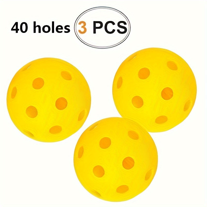 3pcs 40 Hole Pickleball Balls for Outdoor Training and Replacement