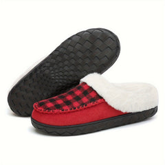 Plaid Plush Lined Thermal Furry Snow Shoes Fall Winter Keep Warm Comfortable