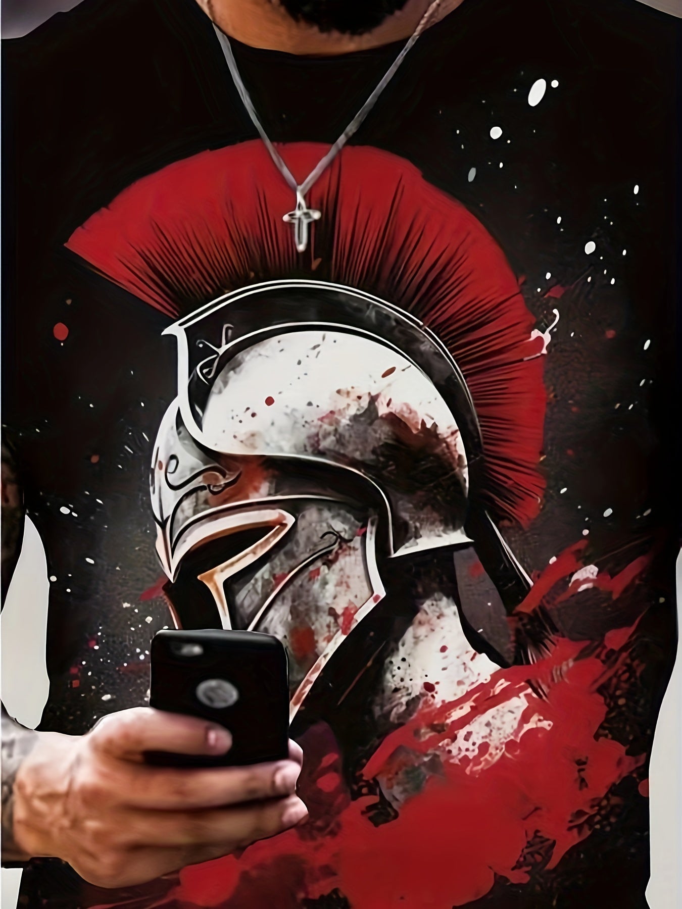 Helmet Pattern Print Men's Short Sleeve T-shirt Graphic Tee