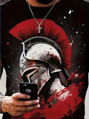 Helmet Pattern Print Men's Short Sleeve T-shirt Graphic Tee
