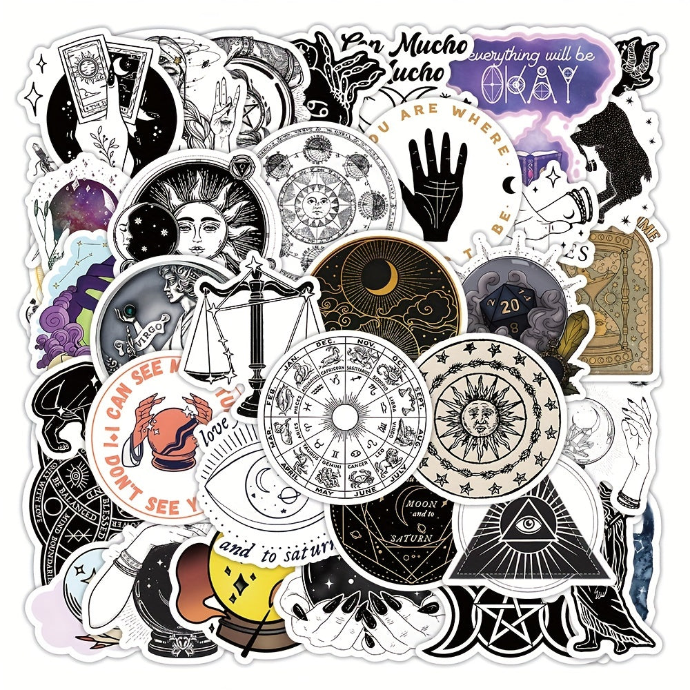 50Pcs Astrology Series Graffiti Stickers for Laptop Suitcase Skateboard DIY Deco