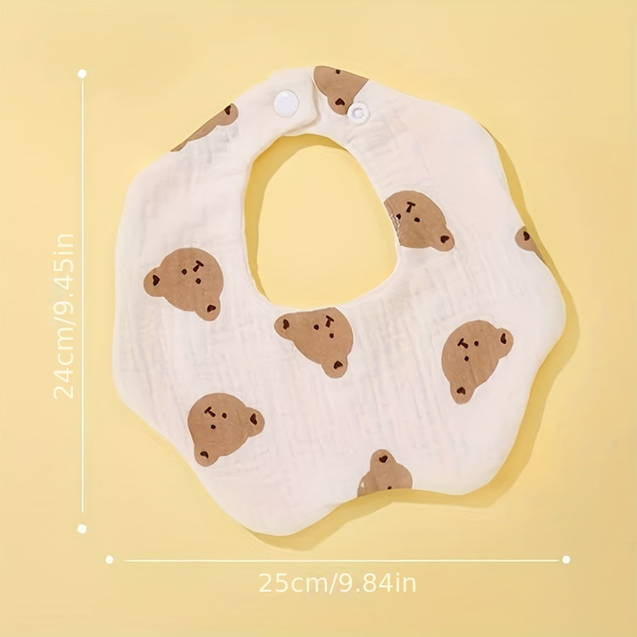Baby 6-Layer Cotton Gauze Petal Bib, 360° Rotatable, Soft and Absorbent
