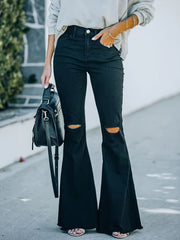 Ripped Flared Leg Jeans