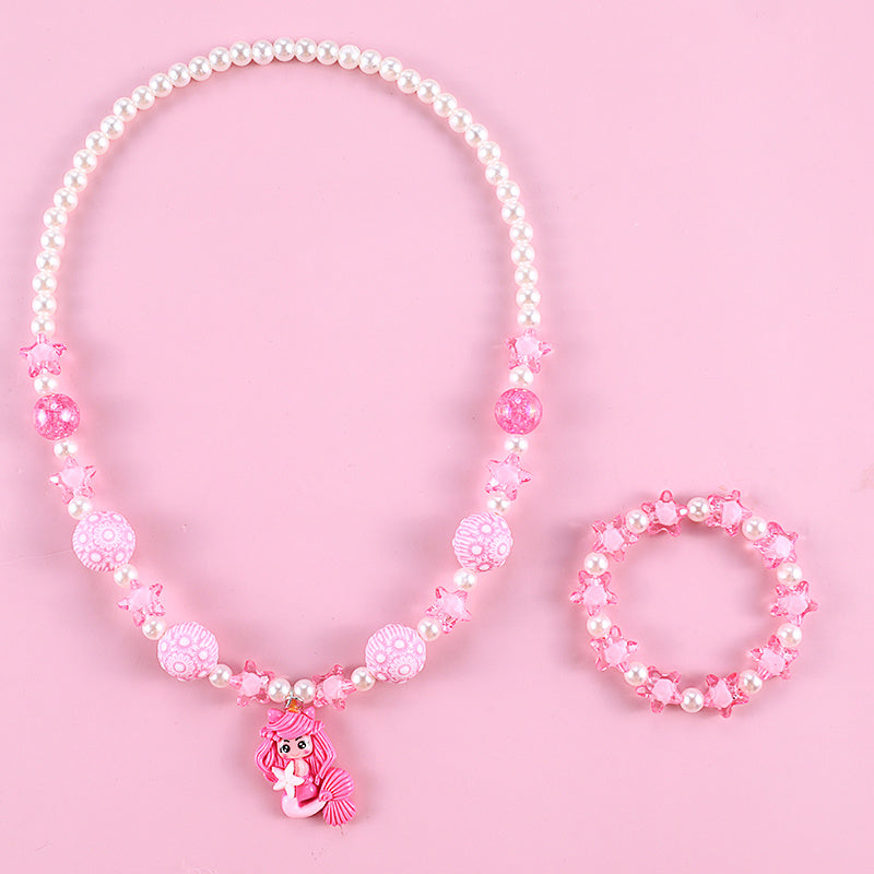 Mermaid Necklace And Bracelet Set For Kids