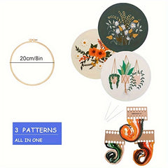 Embroidery Starter Kit Flower Plant Pattern Cross Stitch Set