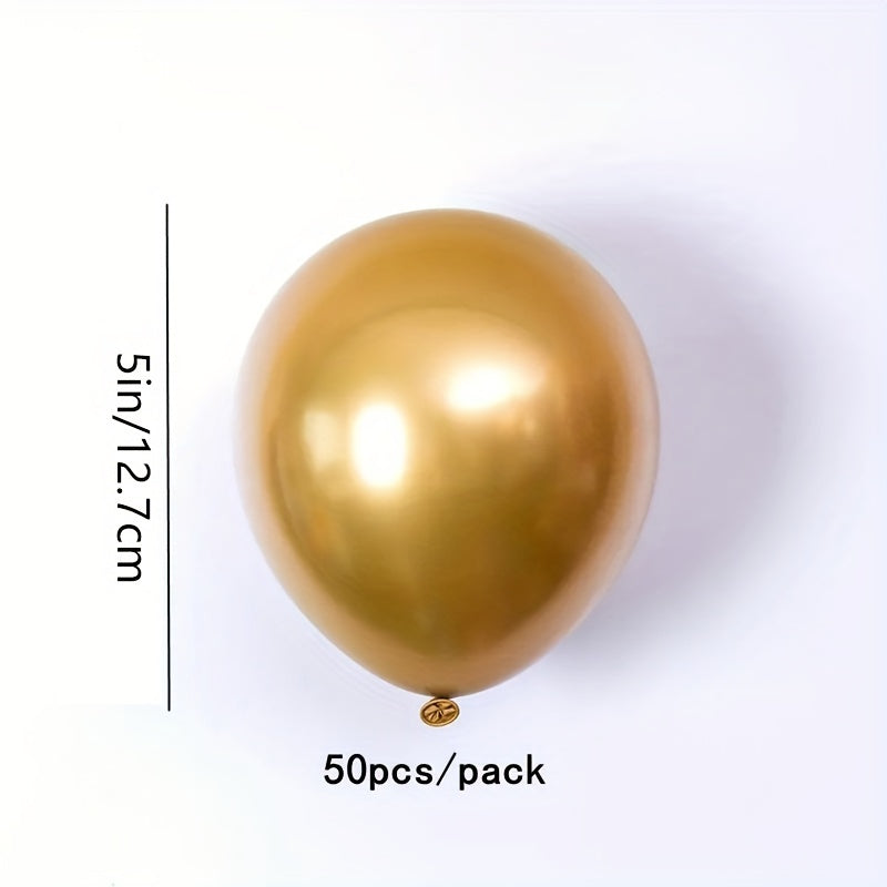 100pcs 5inch 12 Golden Metal Balloons Party Decoration Halloween Christmas