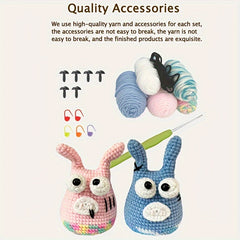 Crochet Beginners Kit with English Manual - DIY Cartoon Doll Yarn Set