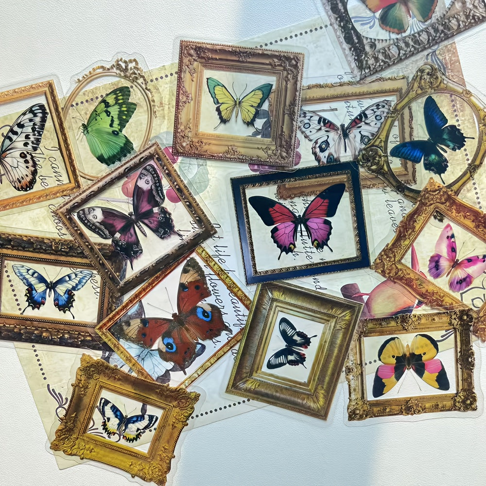 Vintage Butterfly Frame Stickers for DIY Albums & Journals
