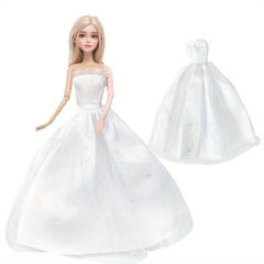 Girl Doll Wedding Dress Lace Party Outfit with Floral Embroidery