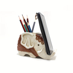Creative Elephant Pen Holder Phone Holder Resin Ornament Office Stationery